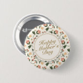 Elegant Happy Mother Day Floral Frame Button (Vorne & Hinten)
