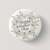Elegant Happy Mother Day Floral Frame Button (Vorderseite)