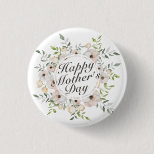 Elegant Happy Mother Day Floral Frame Button