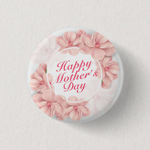 Elegant Happy Mother Day Floral Frame Button