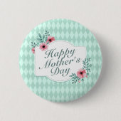 Elegant Happy Mother Day Floral Frame Button (Vorderseite)