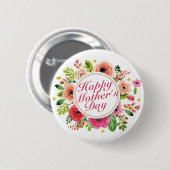 Elegant Happy Mother Day Floral Frame Button (Vorne & Hinten)