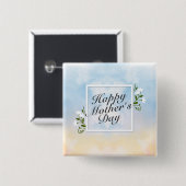 Elegant Happy Mother Day Floral Frame Button (Vorne & Hinten)
