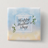 Elegant Happy Mother Day Floral Frame Button (Vorderseite)
