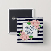 Elegant Happy Mother Day Floral Frame Button (Vorne & Hinten)