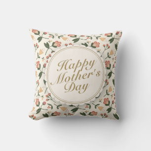 Elegant Happy Mother Day Floral Frame Kissen
