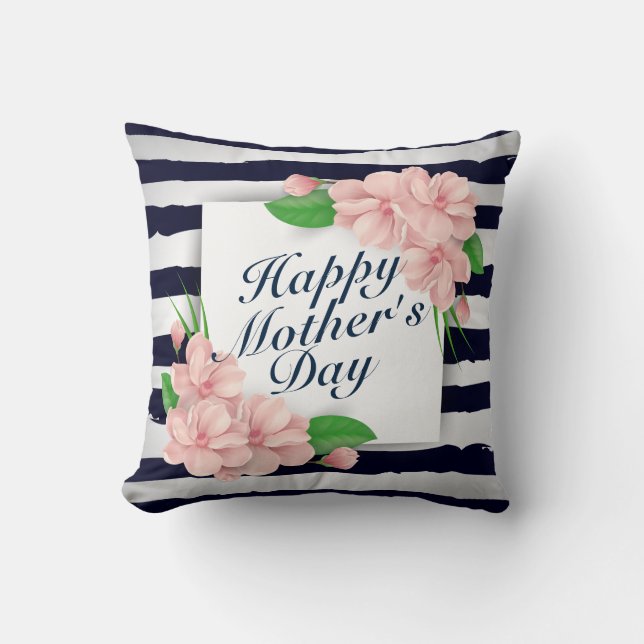 Elegant Happy Mother Day Floral Frame | Kissen (Vorderseite)