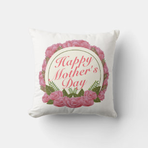 Elegant Happy Mother Day Floral Frame Kissen