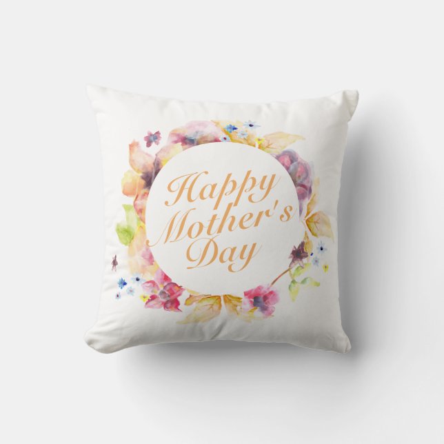 Elegant Happy Mother Day Floral Frame | Kissen (Vorderseite)
