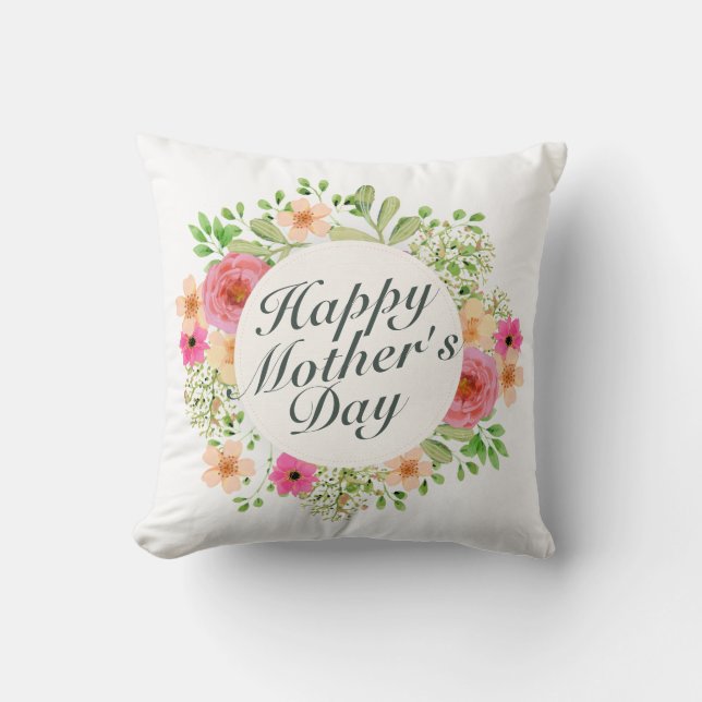 Elegant Happy Mother Day Floral Frame | Kissen (Vorderseite)