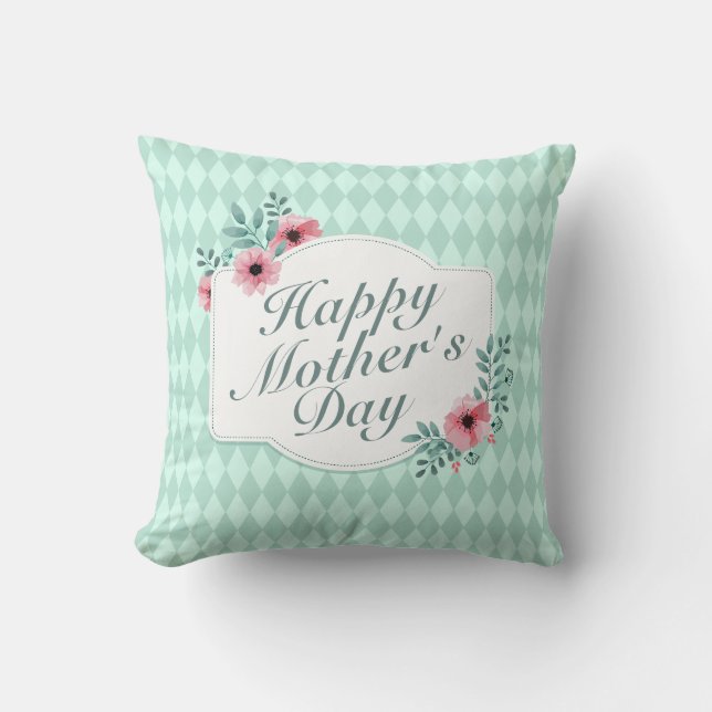 Elegant Happy Mother Day Floral Frame | Kissen (Vorderseite)