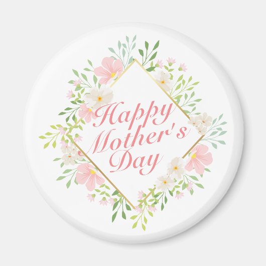 Elegant Happy Mother Day Floral Frame Magnet (Vorne)