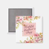 Elegant Happy Mother Day Floral Frame Magnet (Vorderseite/Rückseite)