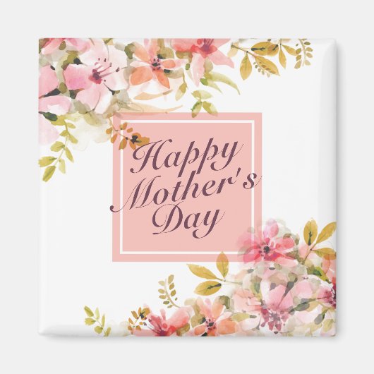 Elegant Happy Mother Day Floral Frame Magnet (Vorne)