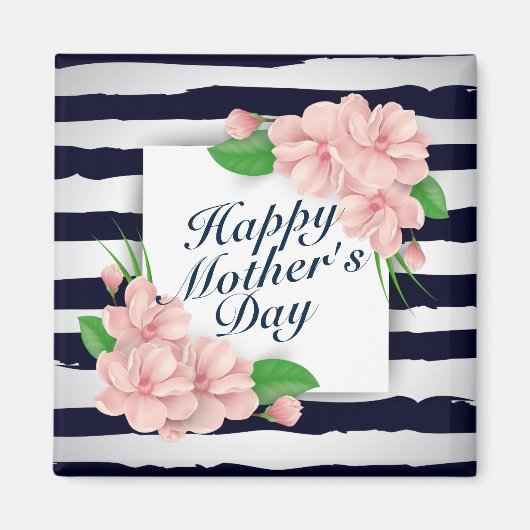 Elegant Happy Mother Day Floral Frame Magnet (Vorne)