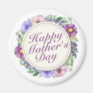 Elegant Happy Mother Day Floral Frame Magnet