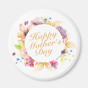 Elegant Happy Mother Day Floral Frame Magnet