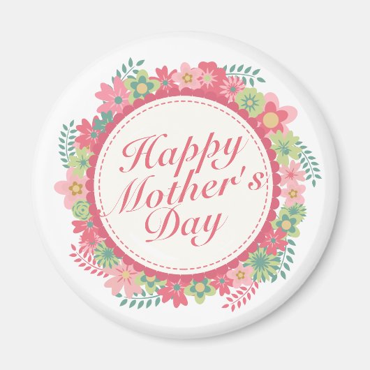 Elegant Happy Mother Day Floral Frame Magnet (Vorne)