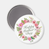 Elegant Happy Mother Day Floral Frame Magnet (Vorderseite/Rückseite)
