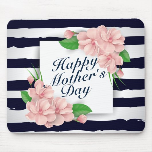 Elegant Happy Mother Day Floral Frame Mousepad (Vorne)