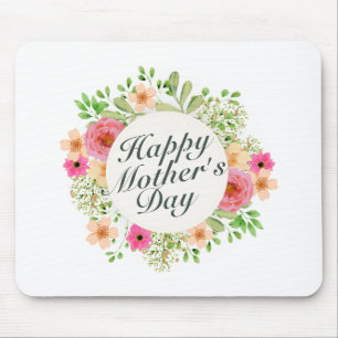 Elegant Happy Mother Day Floral Frame Mousepad