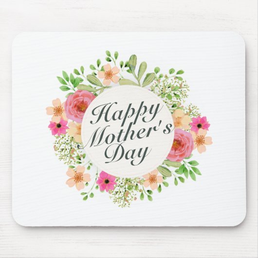 Elegant Happy Mother Day Floral Frame Mousepad (Vorne)