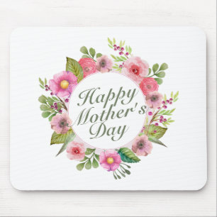Elegant Happy Mother Day Floral Frame Mousepad