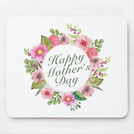 Elegant Happy Mother Day Floral Frame Mousepad (Vorne)