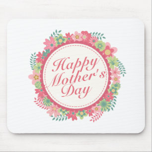 Elegant Happy Mother Day Floral Frame Mousepad