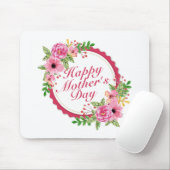 Elegant Happy Mother Day Floral Frame Mousepad (Mit Mouse)