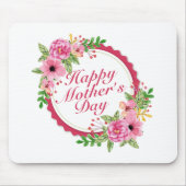 Elegant Happy Mother Day Floral Frame Mousepad (Vorne)