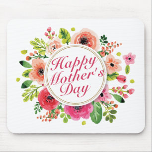 Elegant Happy Mother Day Floral Frame Mousepad