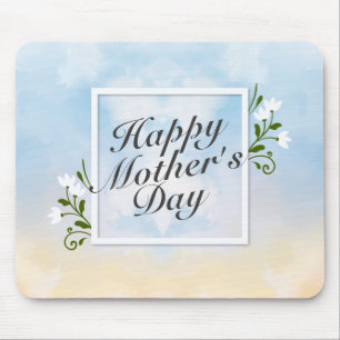 Elegant Happy Mother Day Floral Frame Mousepad
