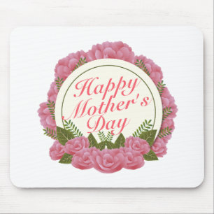 Elegant Happy Mother Day Floral Frame Mousepad