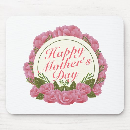 Elegant Happy Mother Day Floral Frame Mousepad (Vorne)