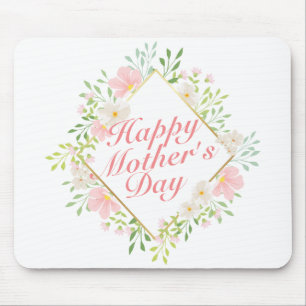 Elegant Happy Mother Day Floral Frame Mousepad