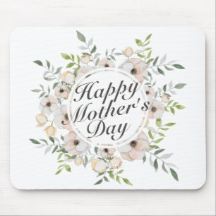 Elegant Happy Mother Day Floral Frame Mousepad
