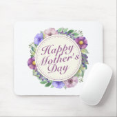 Elegant Happy Mother Day Floral Frame Mousepad (Mit Mouse)