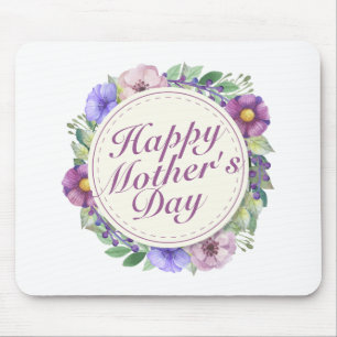 Elegant Happy Mother Day Floral Frame Mousepad