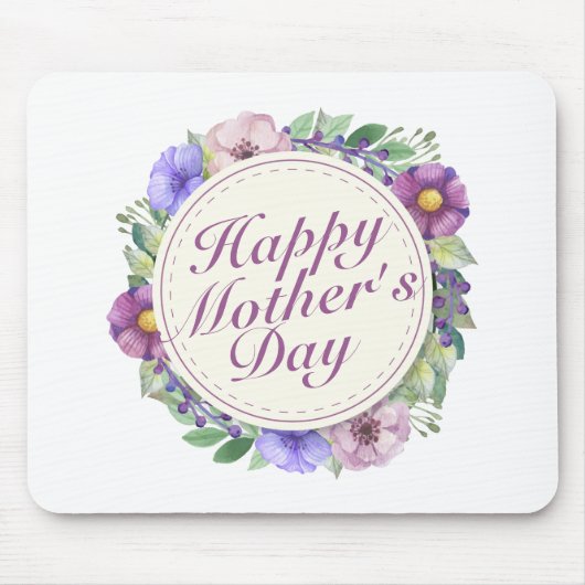 Elegant Happy Mother Day Floral Frame Mousepad (Vorne)