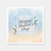 Elegant Happy Mother Day Floral Frame Napkin Serviette (Vorderseite)