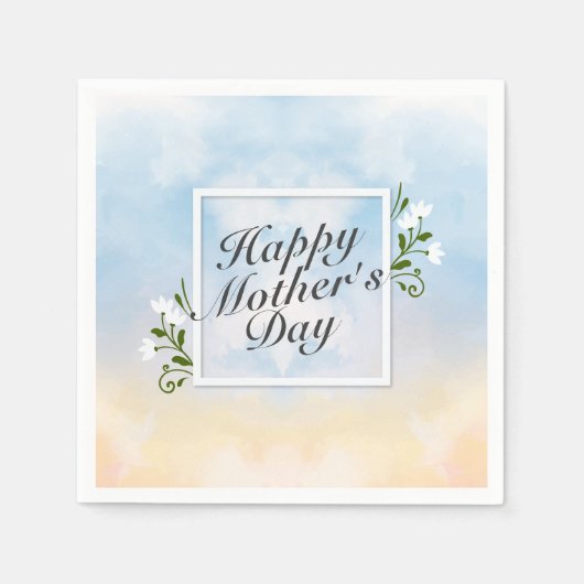 Elegant Happy Mother Day Floral Frame Napkin Serviette (Vorderseite)