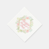 Elegant Happy Mother Day Floral Frame Napkin Serviette (Ecke)