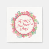 Elegant Happy Mother Day Floral Frame Napkin Serviette (Vorderseite)