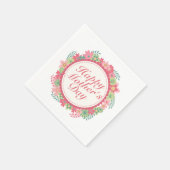 Elegant Happy Mother Day Floral Frame Napkin Serviette (Ecke)