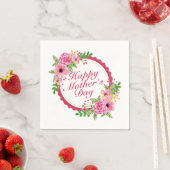 Elegant Happy Mother Day Floral Frame Napkin Serviette (Beispiel)