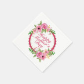 Elegant Happy Mother Day Floral Frame Napkin Serviette (Ecke)