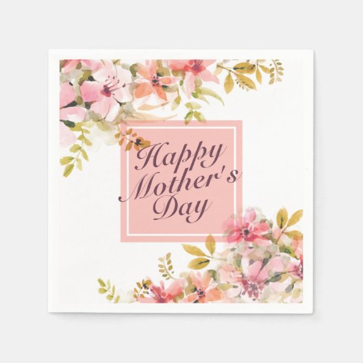 Elegant Happy Mother Day Floral Frame Napkin Serviette (Vorderseite)