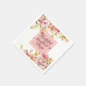 Elegant Happy Mother Day Floral Frame Napkin Serviette (Ecke)