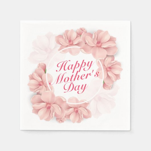 Elegant Happy Mother Day Floral Frame Napkin Serviette (Vorderseite)